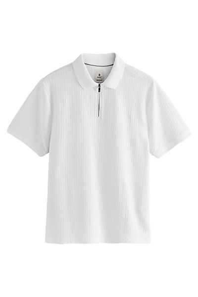 Next Poloshirt Strukturiertes Polo-Shirt mit RV-Kragen günstig online kaufen