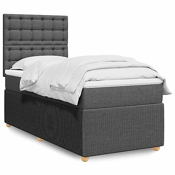 vidaXL Boxspringbett mit Matratze Dunkelgrau 80x200 cm Stoff 3294198 günstig online kaufen