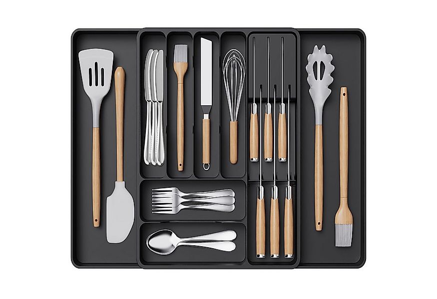 Lifewit Besteckeinsatz Erweiterbarer Besteckkasten mit herausnehmbarem Mess günstig online kaufen