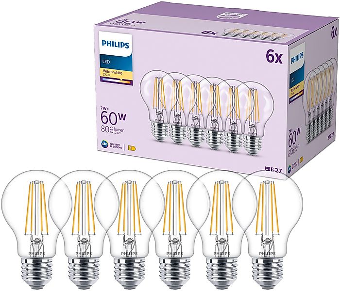 Philips LED-Leuchtmittel Classic 60W Non-Dim, E27, günstig online kaufen