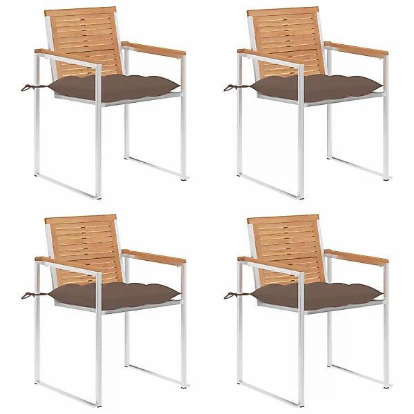 Gartenstühle 4 Stk. Mit Kissen Massivholz Teak günstig online kaufen