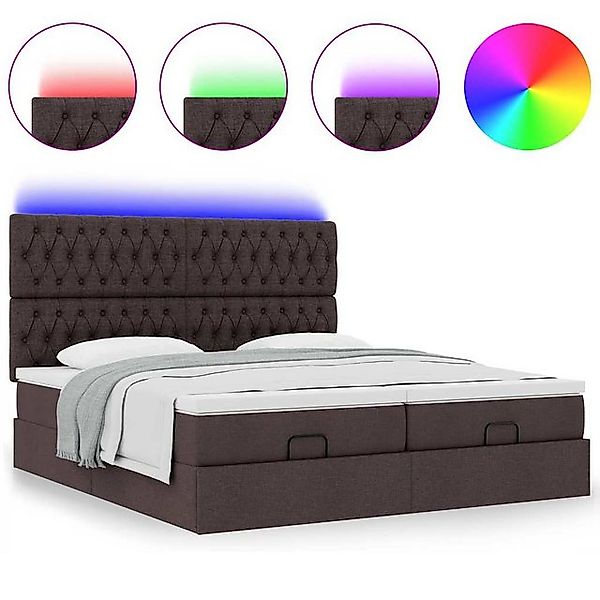 vidaXL Bett Ottoman-Bett mit Matratzen & LEDs Dunkelbraun 160x200 cm Stoff günstig online kaufen