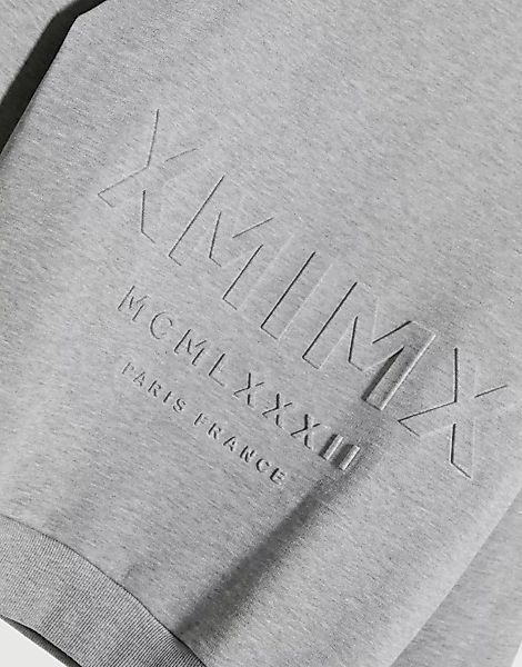 ASOS DESIGN – Oversize-Sweatshirt mit römischen Ziffern-Grau günstig online kaufen