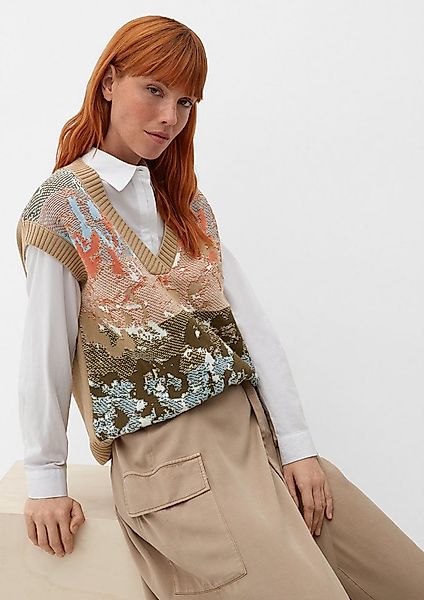 s.Oliver Kurzarmpullover Strickpullover Pullunder mit abstraktem Muster günstig online kaufen