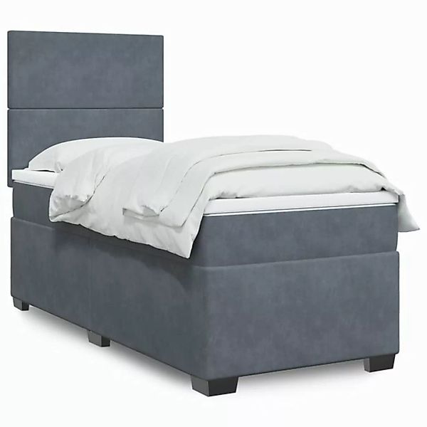 vidaXL Boxspringbett mit Matratze Dunkelgrau 100x200 cm Samt2099316 günstig online kaufen