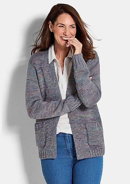 GOLDNER Strickjacke Kurzgröße: Langarm Melange-Cardigan, flauschig Weiche J günstig online kaufen