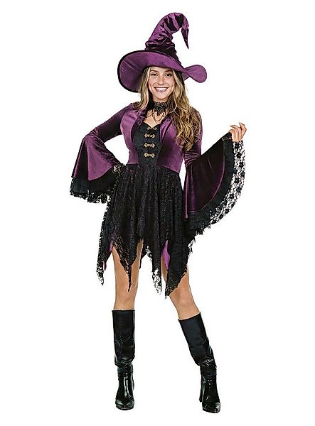Metamorph Hexen-Kostüm Hexenkleid Samt - Zauberin Halloween Kostüm Damen, A günstig online kaufen