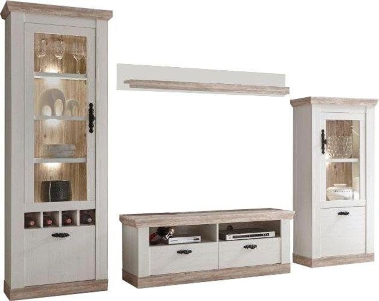 Home affaire Wohnwand "Florenz" Set, 4 Stk. tlg. im romatischen Landhausloo günstig online kaufen