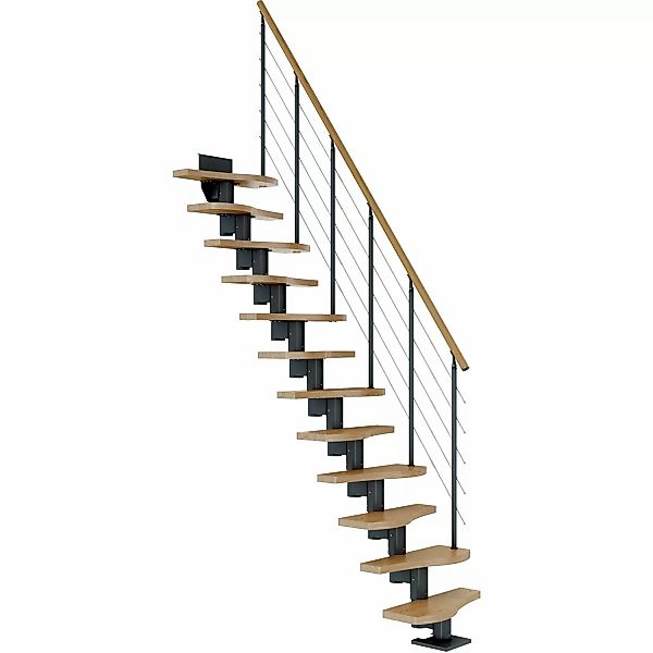 Dolle Mittelholmtreppe Basel Eiche Anthrazit GH bis 315 cm Variabel 64 cm F günstig online kaufen