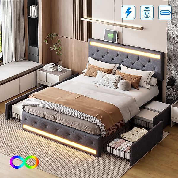 Furnishings Home Polsterbett Doppelbett Stauraumbett, Mit günstig online kaufen