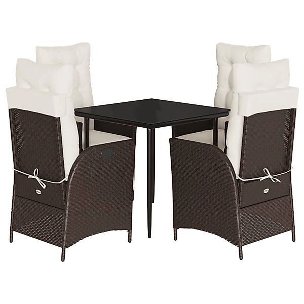 vidaXL 5-Tlg Garten-Essgruppe mit Kissen Braun Poly Rattan 3213407 günstig online kaufen