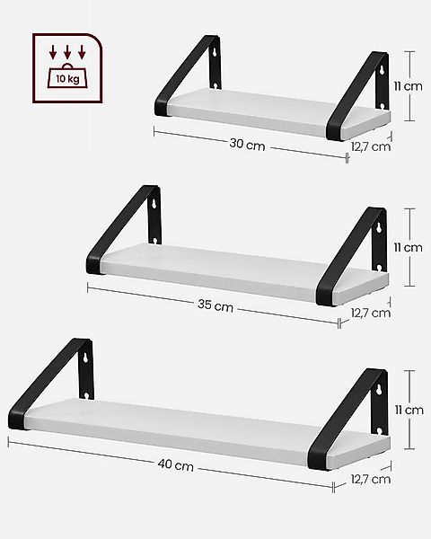 VASAGLE Wandregal Schweberegal, 3er Set, Regalbrett, 2 Montagemöglichkeiten günstig online kaufen