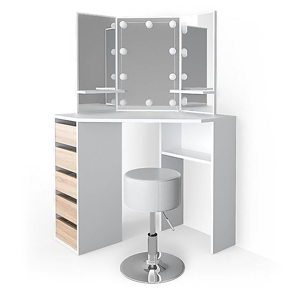 Vicco Schminktisch Arielle, Weiß/Sonoma, 110 cm günstig online kaufen