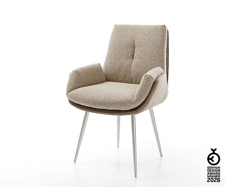 Esszimmerstuhl Clea-Flex Materialmix Schlamm 4-Fuß konisch Edelstahl günstig online kaufen