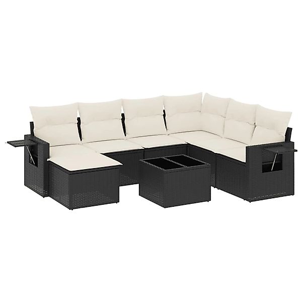 vidaXL 8-Tlg Garten-Sofagarnitur mit Kissen Schwarz Poly Rattan 3252843 günstig online kaufen