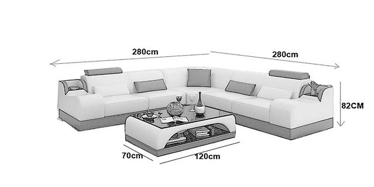 Xlmoebel Ecksofa Moderne Eckcouch aus Leder für das Wohnzimmer in L-Form De günstig online kaufen