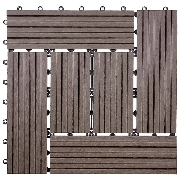 MCW WPC Bodenfliese Sarthe Holzoptik Balkon/Terrasse 11x Je 30x30cm - 1qm B günstig online kaufen