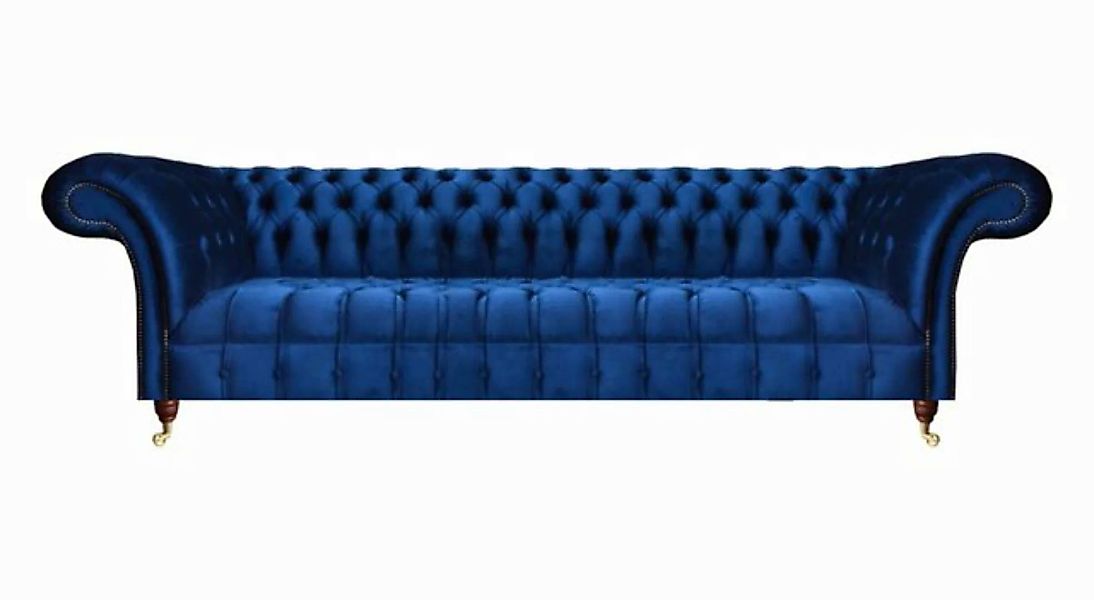 JVmoebel Chesterfield-Sofa Luxus Blau Sofa Dreisitze Wohnzimmer Textil Pols günstig online kaufen