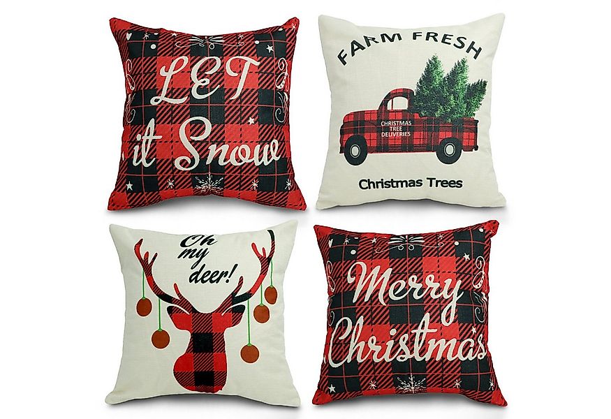 CALIYO Kissenbezug 4 Stück Kissenbezug Weihnachten Dekorative Kissenhülle, günstig online kaufen