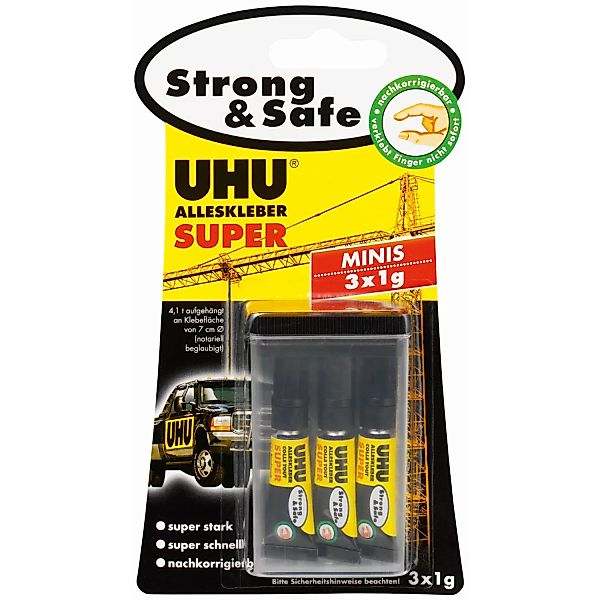 Uhu Alleskleber Super Strong & Safe 3 x 1 g minis günstig online kaufen