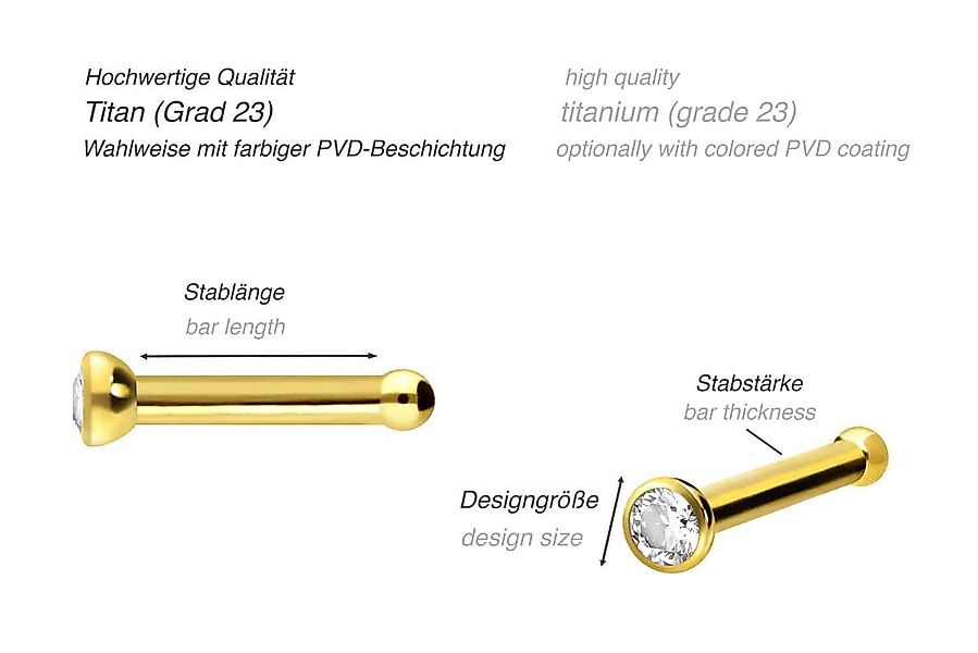 PIERCINGLINE Nasenpiercing 3er Set Titan Nasenstecker günstig online kaufen