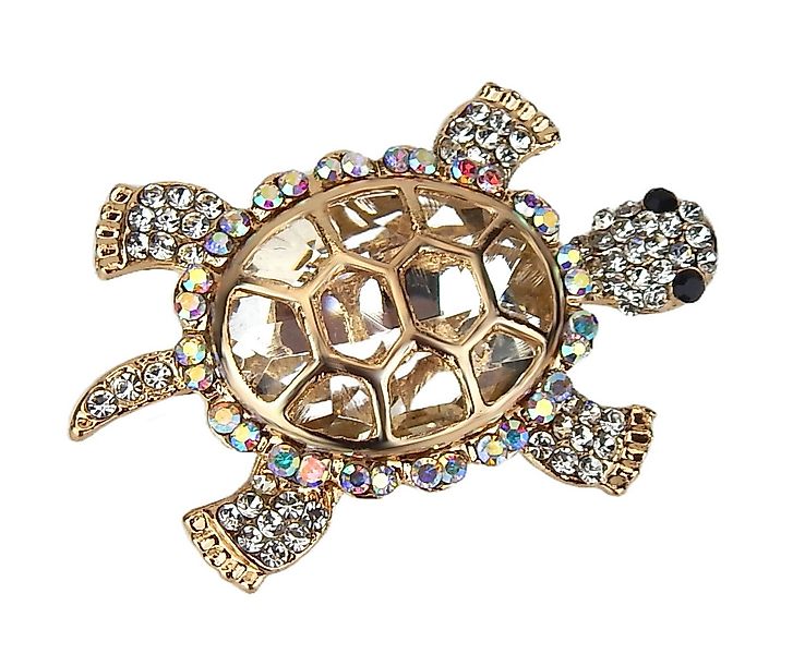 Ella Jonte Brosche, Schildkröte Strass Ziernadel in 3 Farben gold grün rosa günstig online kaufen
