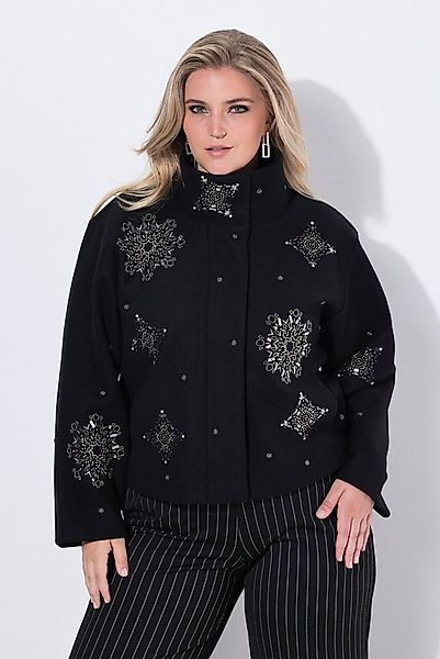 Ulla Popken Sommerjacke Jacke Stickerei kurz Stehkragen Langarm günstig online kaufen