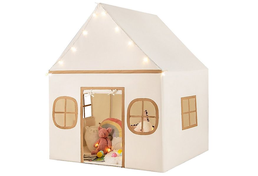 COSTWAY Spielzelt Kinderzimmer, Kinderzelt mit Türvorhang & Sternlichter günstig online kaufen