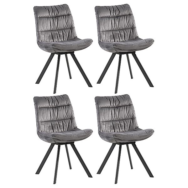 Home4You Polsterstuhl, 4er Set, Grau, Samt, günstig online kaufen
