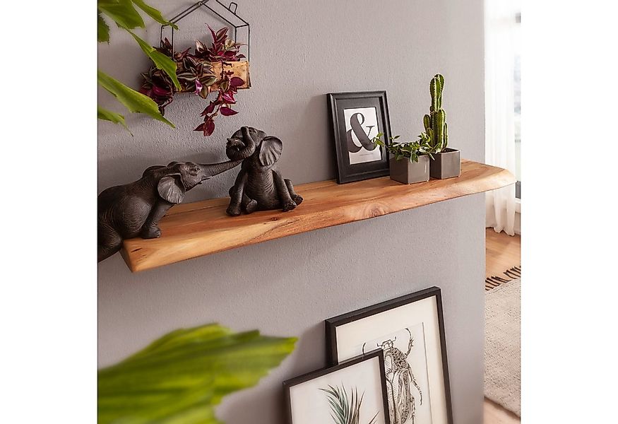 FINEBUY Wandregal Baumkante Akazie Holz Design Schweberegal Regal Massiv Na günstig online kaufen