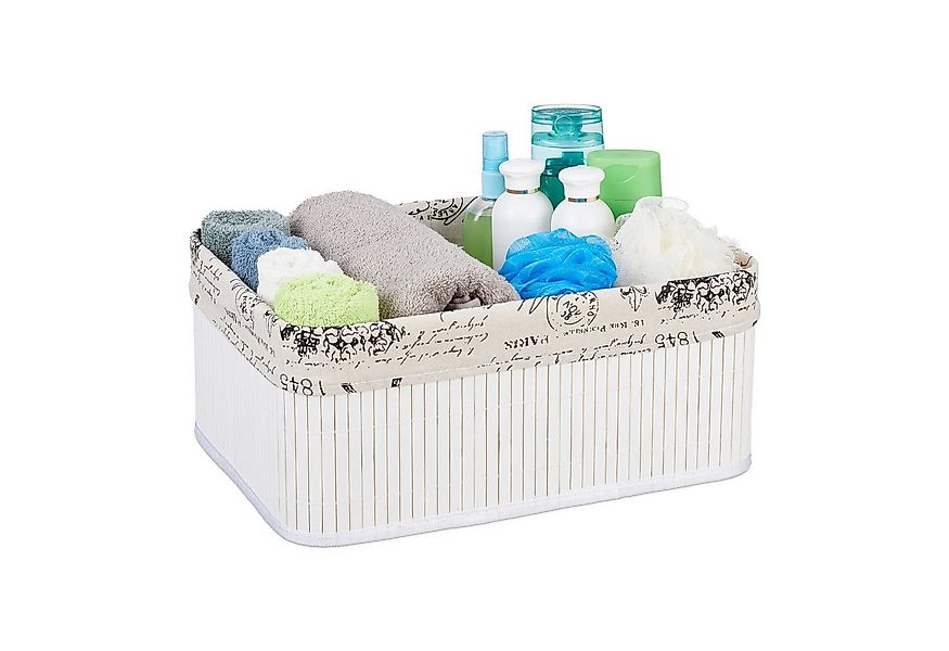 relaxdays Aufbewahrungskorb 2 x Aufbewahrungskorb Bambus mit Print günstig online kaufen