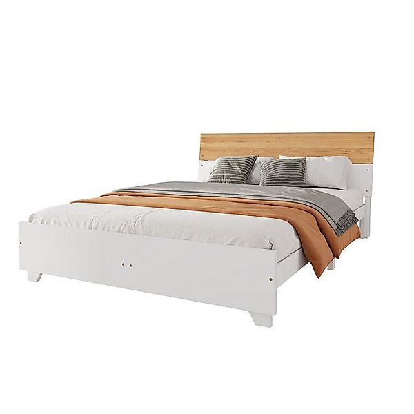 MODFU Holzbett Doppelbett, Paneelbett, Erwachsenenbett (Kopfteil farblich a günstig online kaufen