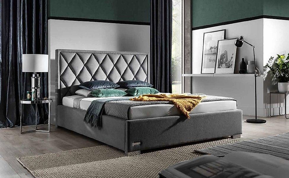 JVmoebel Bett Schlafzimmer Betten Textil Leder Hotel Polster Sitz Stoff Gra günstig online kaufen