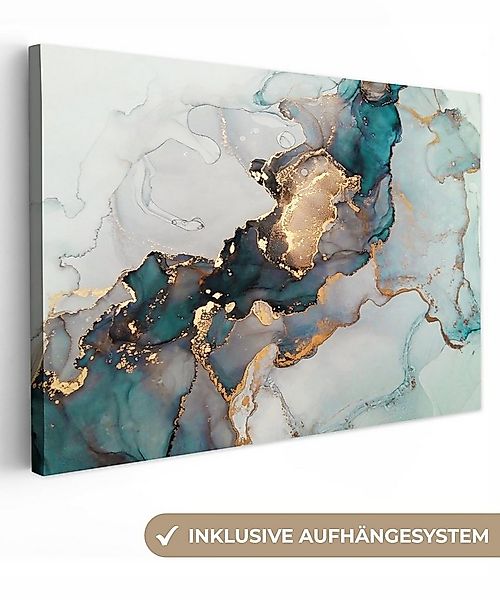 OneMillionCanvasses® Leinwandbild Blau - Marmor - Gold, Fotodruck (1 St), L günstig online kaufen