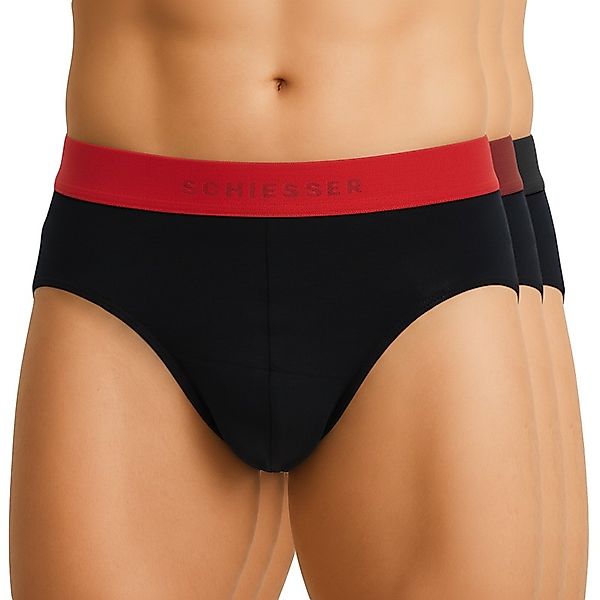 Schiesser 3-er Set Slips Schwarz mit verschiedenfarbigen Webbund günstig online kaufen