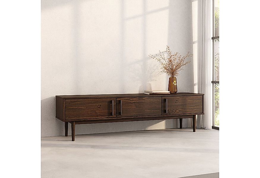 IDIMEX Lowboard TECCA, Niedriges Sideboard aus Massivholz 3 Türen Wohnzimme günstig online kaufen
