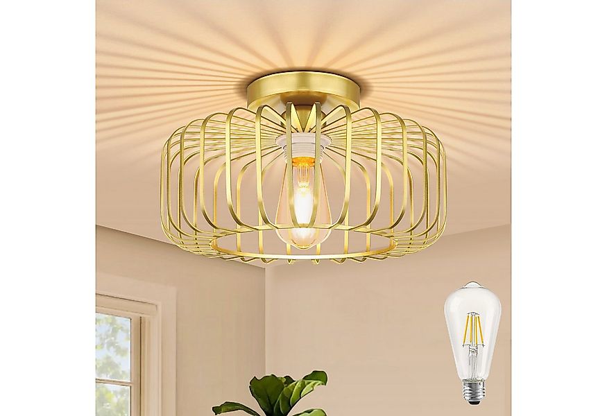 Sunicol Deckenleuchte LED Deckenlampe aus Metall mit Glühbirne, E27-Fassung günstig online kaufen