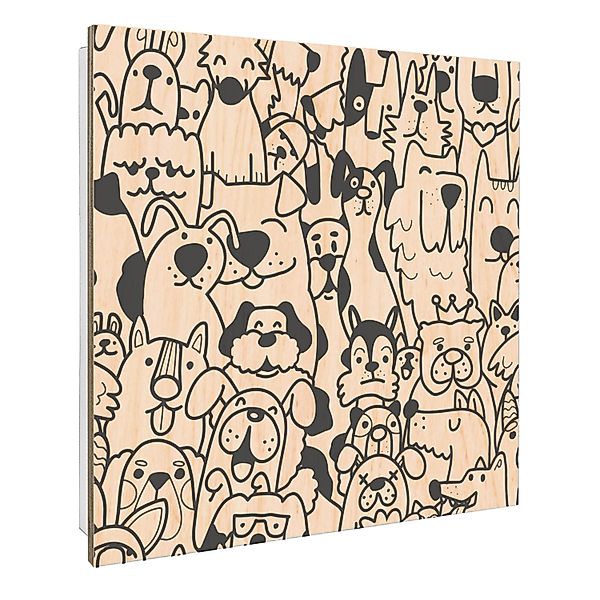 Banjado Schlüsselkasten mit Holzfront 30x30cm Weiß Scharnier Links 50 Haken günstig online kaufen