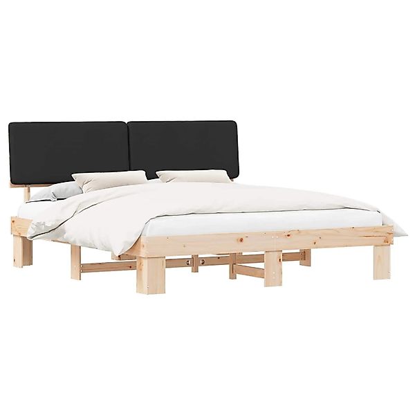 vidaXL Bettgestell mit Gepolstertem Kopfteil Schwarz 200 x 200 cm 3398076 günstig online kaufen