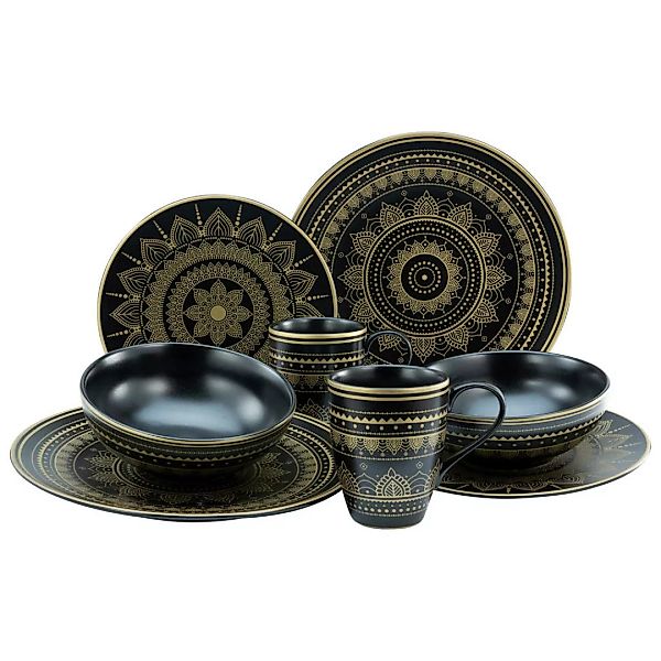 CreaTable Kombiservice Mandala schwarz Keramik günstig online kaufen