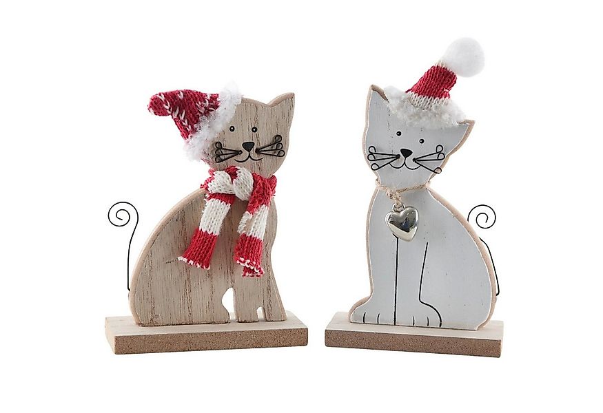 Logbuch-Verlag Dekofigur Weihnachtsdeko Katzen 2er-Set aus MDF Holz 16 cm, günstig online kaufen
