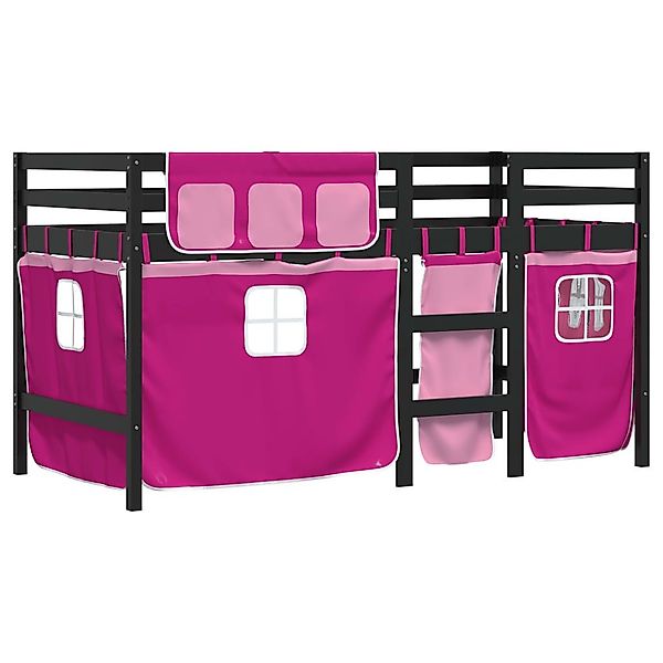 vidaXL Bett Kinderhochbett mit Vorhängen Rosa günstig online kaufen