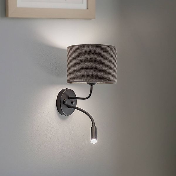 Wandleuchte Roller, Cord dunkelgrau, schwarz, mit Leselicht günstig online kaufen