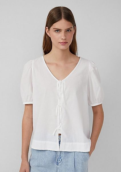 s.Oliver Kurzarmbluse Bluse Baumwollbluse mit V-Ausschnitt und Puffärmeln günstig online kaufen