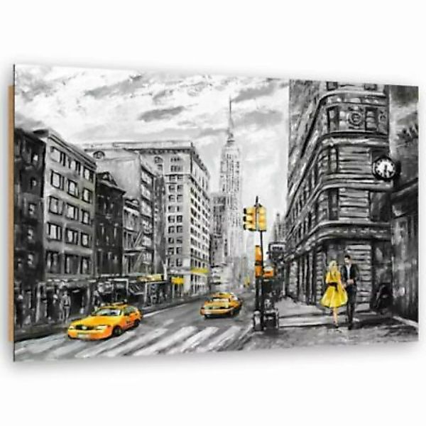 FEEBY® Kunst Taxi in der Stadt Leinwandbilder bunt Gr. 90 x 60 günstig online kaufen