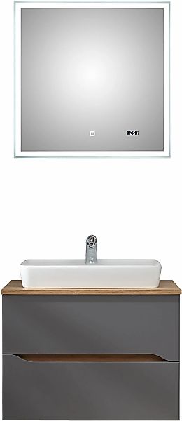Saphir Badmöbel-Set "Quickset 2-teilig, Keramik-Aufsatzbecken mit LED-Spieg günstig online kaufen