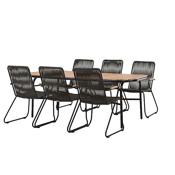 ebuy24 Holmbeck Gartenset Tisch 90x200cm Natur 6 Stühle Bois Schwarz günstig online kaufen