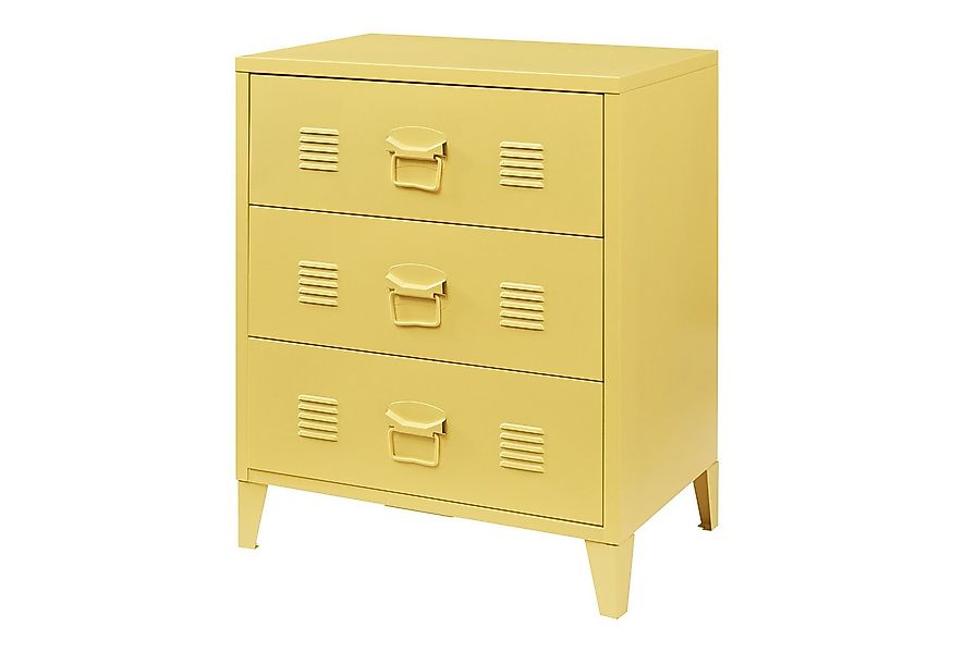 en.casa Mehrzweckschrank »Hämeenlinna« mit 3 Schubladen Stahl Gelb günstig online kaufen