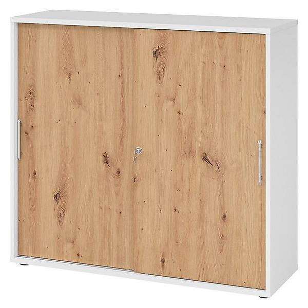 bümö Aktenschrank office Schiebetürenschrank Dekor: Weiß/Asteiche - Griffe: günstig online kaufen