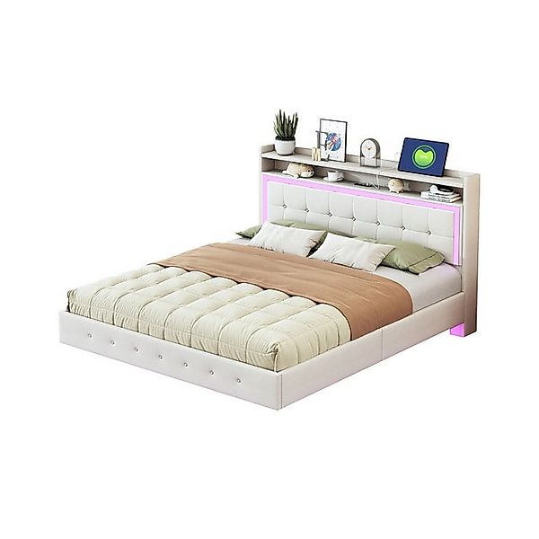 Flieks Polsterbett, LED Doppelbett 160x200cm mit günstig online kaufen